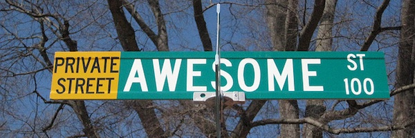 Street sign reading Awesome St